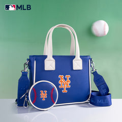 MLB-MT103 MLB New York Mets Team Tote/Crossbody with Baseball Coin Pouch