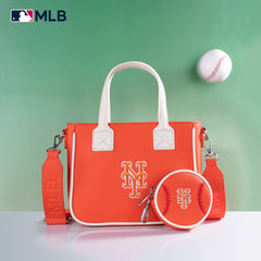 MLB-MT103 MLB New York Mets Team Tote/Crossbody with Baseball Coin Pouch