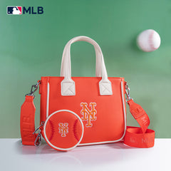 MLB-MT103 MLB New York Mets Team Tote/Crossbody with Baseball Coin Pouch