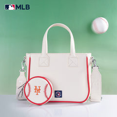 MLB-MT103 MLB New York Mets Team Tote/Crossbody with Baseball Coin Pouch