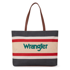 WG159-8112 Wrangler Aztec Pattern Dual Sided Print Canvas Tote Bag - Black