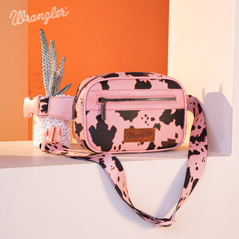 WG133-194  Wrangler Cow  Print Belt-Bag  - Pink