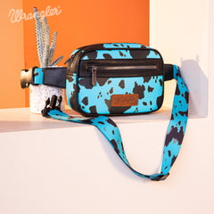 WG133-194  Wrangler Cow  Print Belt-Bag  - Turquoise