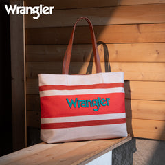 WG159-8112 Wrangler Aztec Pattern Dual Sided Print Canvas Tote Bag - Jean