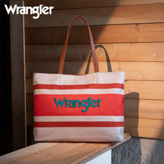 WG159-8112 Wrangler Aztec Pattern Dual Sided Print Canvas Tote Bag - Jean