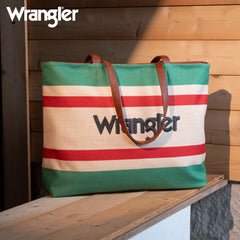 WG159-8112 Wrangler Aztec Pattern Dual Sided Print Canvas Tote Bag - Green