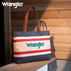 WG159-8112 Wrangler Aztec Pattern Dual Sided Print Canvas Tote Bag - Black