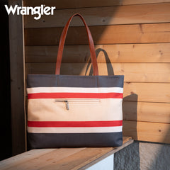 WG159-8112 Wrangler Aztec Pattern Dual Sided Print Canvas Tote Bag - Black