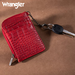 WG102-W005 Wrangler  Wrangler Croc Print  Mini Zip Card Case - Burgundy