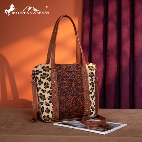 MW1318G-8318  Montana West Tooled Collection Concealed Carry Tote/Crossbody - Leopard