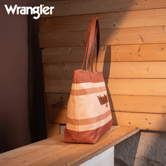 WG159-8112 Wrangler Aztec Pattern Dual Sided Print Canvas Tote Bag - Brown