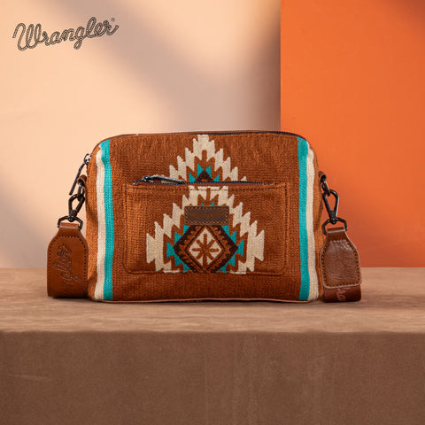 WG174-1832  Wrangler Southwestern Knitted Crossbody Bag  - Brown