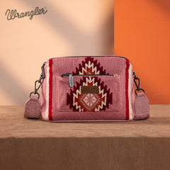 WG174-1832 Wrangler Southwestern Knitted Crossbody Bag - Hot Pink