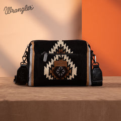 WG174-1832  Wrangler Southwestern Knitted Crossbody Bag - Black