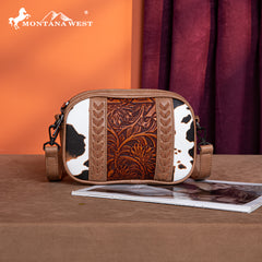 MW1318-8365 Montana West Tooled Collection Crossbody - Brown