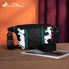 MW1318-194 Montana West Tooled Collection Fanny Pack-  Black