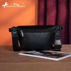 MW1318-194 Montana West Tooled Collection Fanny Pack-  Black