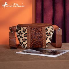 MW1318-194 Montana West Tooled Collection Fanny Pack - Leopard