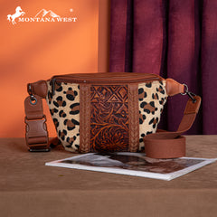 MW1318-194 Montana West Tooled Collection Fanny Pack - Leopard