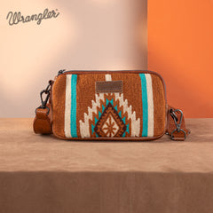 WG174-1833  Wrangler Southwestern Knitted Mini Crossbody/Wallet - Brown