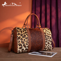 MW1318-5110 Montana West Tooled Collection Duffle Bag - Leopard