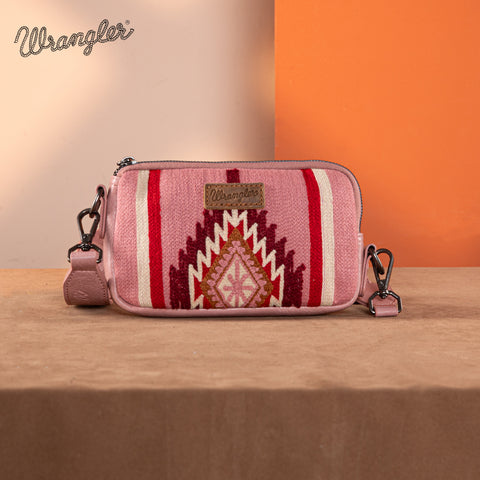 PRE-ORDER  WG174-1833  Wrangler Southwestern Knitted Mini Crossbody/Wallet - Hot Pink