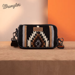 WG174-1833  Wrangler Southwestern Knitted Mini Crossbody/Wallet - Black