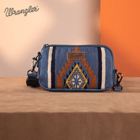 PRE-ORDER  WG174-1833   Wrangler Southwestern Knitted Mini Crossbody/Wallet - Jean