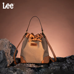 LEE53-003  LEE  Waxed Canvas Drawstring Hobo Bag/Crossbody