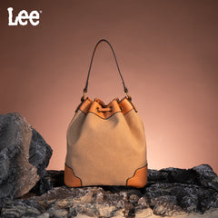 LEE53-003  LEE  Waxed Canvas Drawstring Hobo Bag/Crossbody