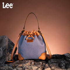 LEE53-003  LEE  Waxed Canvas Drawstring Hobo Bag/Crossbody