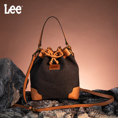 LEE53-003  LEE  Waxed Canvas Drawstring Hobo Bag/Crossbody