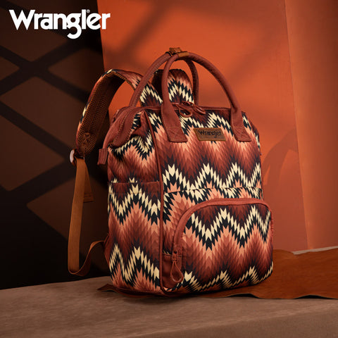 WG2211-9110  Wrangler Aztec Printed Callie Backpack - Brown