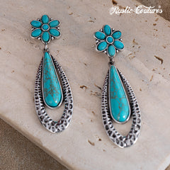 RCE-1132   Rustic Couture's  Navajo Oval Artificial  Stone Dangling Earring