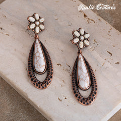 RCE-1132   Rustic Couture's  Navajo Oval Artificial  Stone Dangling Earring