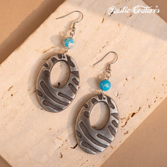 RCE-1129  Rustic Couture's   Western Artificial Stone Hoop Earring