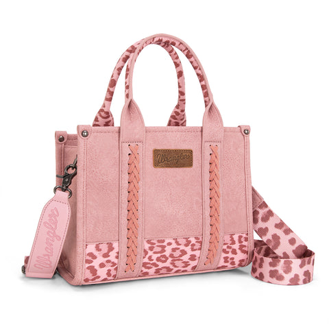 WG102-8120S  Wrangler Leopard  Print Concealed Carry Tote/Crossbody - Pink