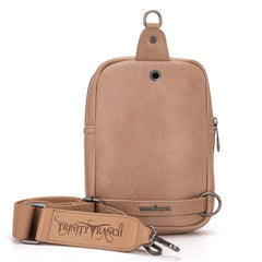 TR179-185 Trinity Ranch Genuine Hair-On Cowhide Tooled Sling Bag