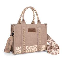 WG102-8120S  Wrangler Leopard Print Concealed Carry Tote/Crossbody - Tan