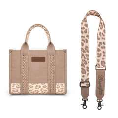 WG102-8120S  Wrangler Leopard Print Concealed Carry Tote/Crossbody - Tan