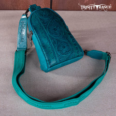 TR159-210A Trinity Ranch Floral Tooled  Collection Sling Bag