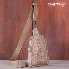 TR159-210A Trinity Ranch Floral Tooled  Collection Sling Bag