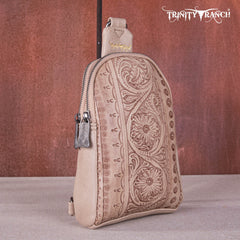 TR159-210A Trinity Ranch Floral Tooled  Collection Sling Bag