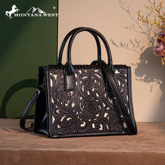 TR186-8121   Trinity Ranch Floral Tooled  Mini Tote/Crossbody