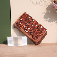 TR186-W010  Trinity Ranch Floral Tooled Collection Wallet