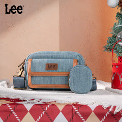 LEE58-005  LEE Denim Canvas Shoulder/Crossbody Bag with Detachable Mini Pouch