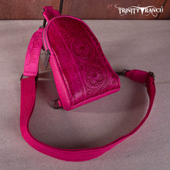 TR159-210A Trinity Ranch Floral Tooled  Collection Sling Bag