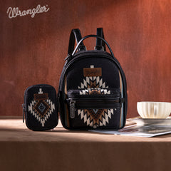 WG174-8601  Wrangler Southwestern Knitted Mini Backpack With Coin Pouch - Black