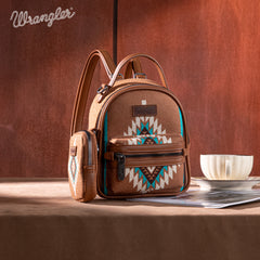 WG174-8601  Wrangler Southwestern Knitted Mini Backpack With Coin Pouch - Brown