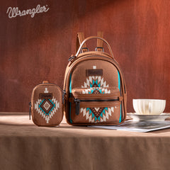 WG174-8601  Wrangler Southwestern Knitted Mini Backpack With Coin Pouch - Brown